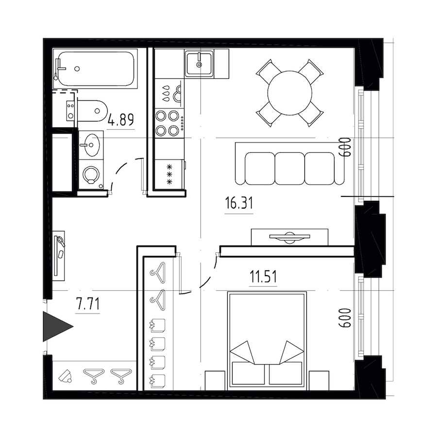 1-комнатная квартира 40.42 м², 8/9 эт., ЖК «LEGENDA Малоохтинский 68»